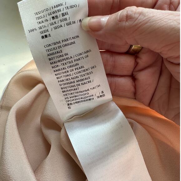 Stella McCartney Eva 100% Silk Muted Pink 3/4 Button Long Sleeve Blouse 42 / M - Picture 12 of 15